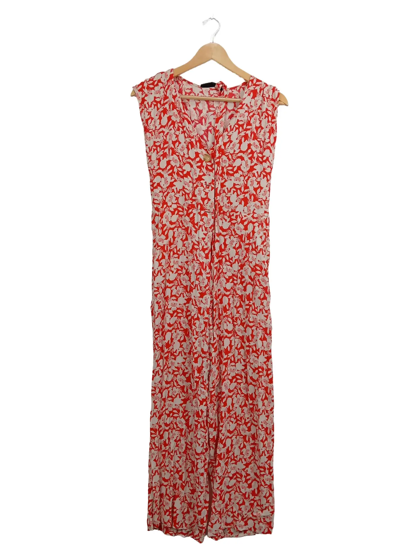 HALLHUBER Damen Freizeitkleid Gr. 38 Rot Blumenmuster Maxikleid