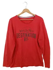 Vorschaubild 1 von Herren Pullover Gr. 50/L Rot Casual Langarm Schriftzug