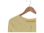 Vorschaubild 2 von Damen Strickjacke Basic Gelb Gr. 36/S Baumwolle Rippstrick