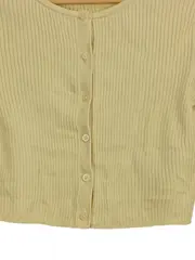 Vorschaubild 3 von Damen Strickjacke Basic Gelb Gr. 36/S Baumwolle Rippstrick