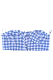 Vorschaubild 1 von Damen Bustier M Blau Kariert Gingham Top Sommer Casual Vintage