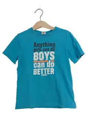 Vorschaubild 1 von Kinder Jungen T-Shirt Blau Gr. 104/110 mit Slogan Kurzarm