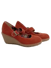 Vorschaubild 1 von Mary Jane Wedges Damen Gr. 38 Rot Wildleder Klettverschluss Keilabsatz