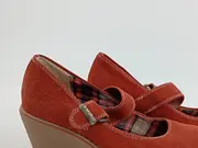 Vorschaubild 2 von Mary Jane Wedges Damen Gr. 38 Rot Wildleder Klettverschluss Keilabsatz