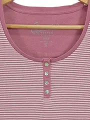 Vorschaubild 2 von EDC Damen Langarmshirt gestreift Gr. 36/S Pink Baumwolle Casual