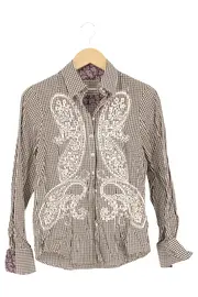 Vorschaubild 1 von Damen Hemdbluse 38/M Mehrfarbig Kariert Stickerei Klassisch Elegant