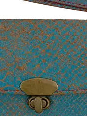 Vorschaubild 2 von Clutch Damen Türkis Schlangenmuster Leder Armband 20x13cm