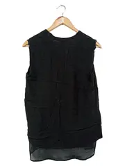 Vorschaubild 2 von Damen T-Shirt Schwarz Gr. 36/S Klassisch Elegant Strukturmuster Ärmellos