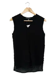 Vorschaubild 1 von Damen T-Shirt Schwarz Gr. 36/S Klassisch Elegant Strukturmuster Ärmellos