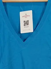 Vorschaubild 4 von Damen Basic T-Shirt V-Ausschnitt Blau Gr. S Baumwolle