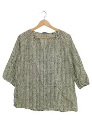 Vorschaubild 1 von Damen Hemdbluse Gr. 38/M Oliv Grafisch Baumwolle