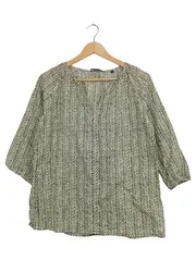Vorschaubild 2 von Damen Hemdbluse Gr. 38/M Oliv Grafisch Baumwolle