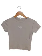 Vorschaubild 1 von Damen Sport Shirt Gr. 36/S Beige Rippstrick Kurzarm Crop Top