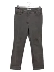 Vorschaubild 1 von Damen Jeans Regular Fit Gr. 44 Grau Stickerei Strass