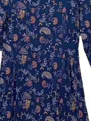 Vorschaubild 2 von Freizeitkleid Blumenmuster Bohemian Blau Gr. S Midikleid Viskose