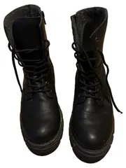 Vorschaubild 6 von Damen Stiefel Schwarz Gr. 42 Leder Schnürstiefel Combat Boots