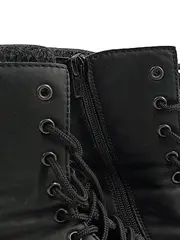 Vorschaubild 3 von Damen Stiefel Schwarz Gr. 42 Leder Schnürstiefel Combat Boots