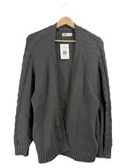 Vorschaubild 1 von Damen Strickjacke Cardigan Grau Gr. M Zopfmuster