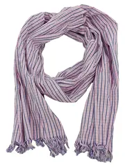Vorschaubild 1 von Schal Damen Rosa Blau Kariert Gestreift Fransen 162x45cm