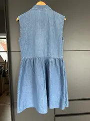 Vorschaubild 2 von Jeanskleid Damen Gr. 36 S Ärmellos Casual Blau Baumwolle