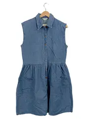 Vorschaubild 1 von Jeanskleid Damen Gr. 36 S Ärmellos Casual Blau Baumwolle