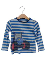 Vorschaubild 2 von Langarmshirt Junge Gr. 92 Traktor Motiv Blau Grau Gestreift
