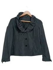 Vorschaubild 1 von Damen Blazer Jacke Gr. 38 Schwarz Elegant Rüschenkragen