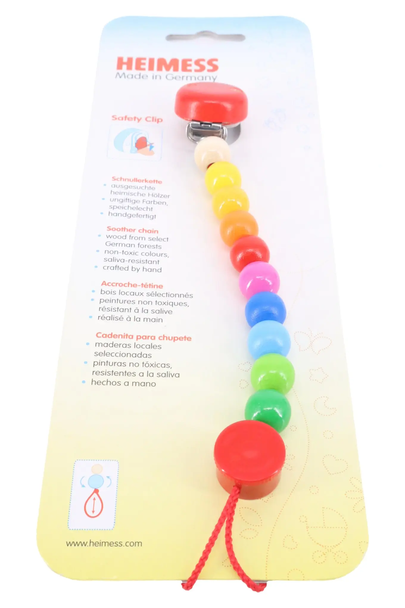 HEIMESS Schnullerkette Regenbogen Holz Mehrfarbig Kinder