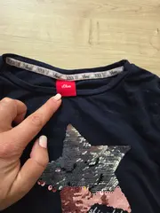 Vorschaubild 3 von Langarmshirt Kinder Gr. 104 Blau Stern Pailletten