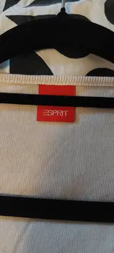 Vorschaubild 4 von Damen Langarmshirt Beige Gr. 38/M Rippstrick Logo Baumwolle