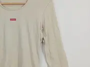 Vorschaubild 3 von Damen Langarmshirt Beige Gr. 38/M Rippstrick Logo Baumwolle