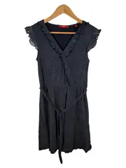 Vorschaubild 1 von Blusenkleid Damen Gr. 34/XS Blau Punkte Rüschen Wickeloptik