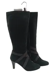 Vorschaubild 1 von Damen Stiefel Schwarz Leder Strasssteine Absatz 8 cm Gr. 42 Elegant