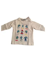 Vorschaubild 1 von Smurfs Langarmshirt Baby Gr. 62 Schlümpfe Weiß Baumwolle