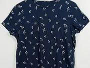 Vorschaubild 3 von Damen T-Shirt Blumenmuster Kurzarm Blau Gr. 38/M