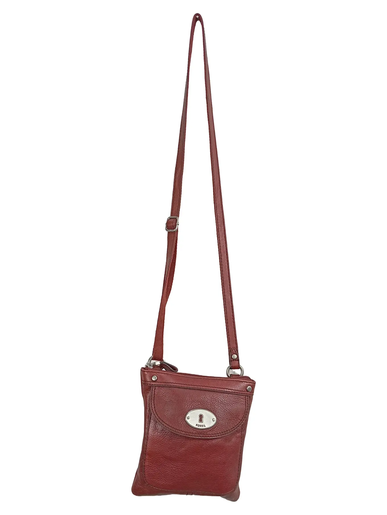 FOSSIL Damen Umhängetasche Leder Rot Casual Schultertasche