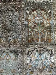 Vorschaubild 2 von Kaschmir/Ghom Teppich Seide handgeknüpft Florales Muster Mehrfarbig 149x92