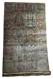 Vorschaubild 1 von Kaschmir/Ghom Teppich Seide handgeknüpft Florales Muster Mehrfarbig 149x92