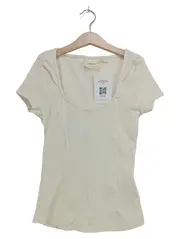Vorschaubild 1 von Damen T-Shirt Gr. 34/XS Weiß Rippstrick Klassisch Elegant