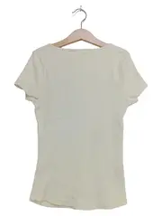 Vorschaubild 2 von Damen T-Shirt Gr. 34/XS Weiß Rippstrick Klassisch Elegant