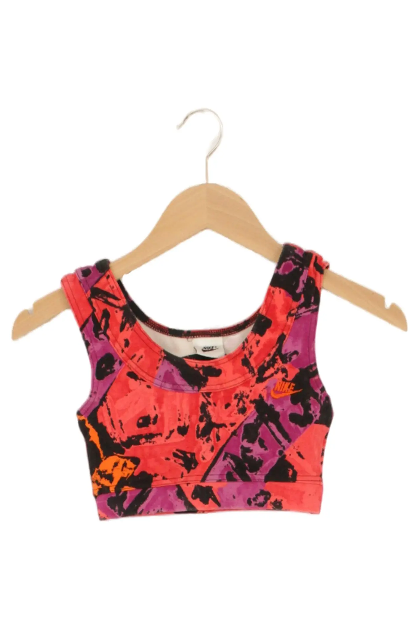 NIKE Damen Bustier Sport BH XS Mehrfarbig Baumwolle Elasthan abstrakt