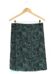 Vorschaubild 1 von Damen Wickelrock Gr. 38/M Grün Florales Muster Midirock Elegant