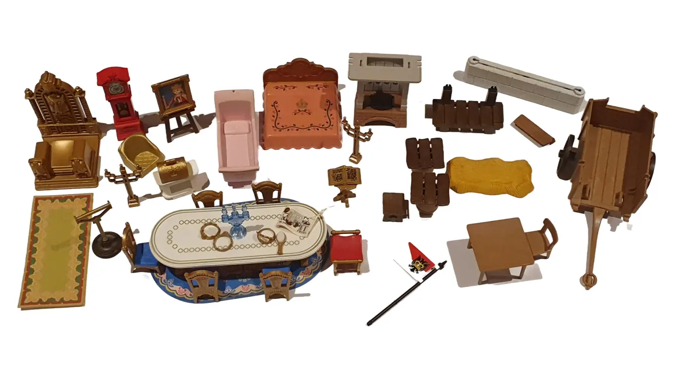 PLAYMOBIL Einrichtung Set Thron Bett Tisch Wagen Puppenhaus Zubehör Mehrfarbig