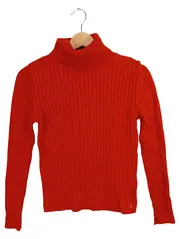 Vorschaubild 1 von Damen Rollkragenpullover Rot Wolle Rippstrick Gr. 36/S