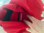 Vorschaubild 3 von Damen Rollkragenpullover Rot Wolle Rippstrick Gr. 36/S