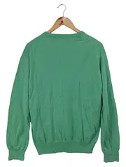 Vorschaubild 2 von Herren Pullover L Grün V-Ausschnitt Baumwolle Casual Basic