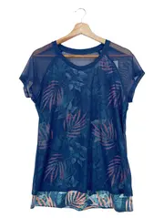 Vorschaubild 1 von Sports Performance Damen T-Shirt Gr. 36/S Blau Floral Mesh Sport