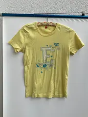 Vorschaubild 2 von Damen T-Shirt Gr. 40/L Gelb Casual mit E und Blumenprint