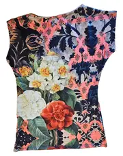 Vorschaubild 2 von Damen T-Shirt Gr. 40/L Blumenmuster Mehrfarbig Kurzarm
