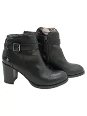 Vorschaubild 1 von Damen Stiefeletten Leder Schnalle Blockabsatz Gr. 38 Schwarz
